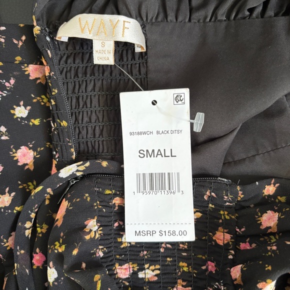 WAYF New Black Floral Tiered Maxi Dress S - Picture 14 of 16